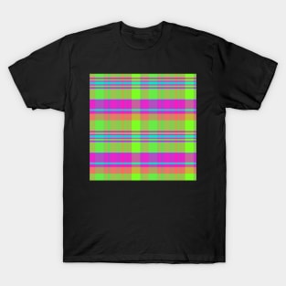 Neon Aesthetic Iona 2 Hand Drawn Textured Plaid Pattern T-Shirt